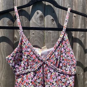 Floral braided neckline tank top